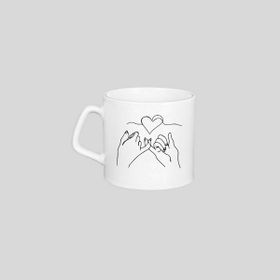 Hunters Black Illustrated Lineart Hand Valentine's Day Mug Tasarımlı Afilli Beyaz Kupa Bardak