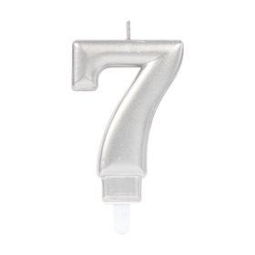 Huramarketing 7 Rakam Gümüş Renk Mum