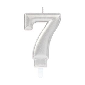 Huramarketing 7 Rakam Gümüş Renk Mum