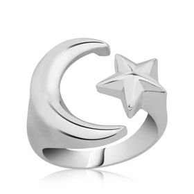 Huramarketing 925 Ayar Gümüş Ay Yıldız Gümüş Yüzük