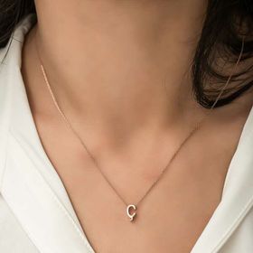 Huramarketing 925 Ayar Rose 3 Boyutlu Ç Harf Kadın Gümüş Kolye
