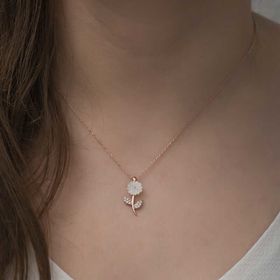 Huramarketing 925 Ayar Rose Sedef Çiçek Kadın Gümüş Kolye