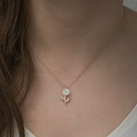 Huramarketing 925 Ayar Rose Sedef Çiçek Kadın Gümüş Kolye