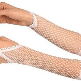 Huramarketing Beyaz Renk 26 cm Parmak Arası File Örgü Eldiven