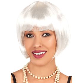 Huramarketing Beyaz Renk Kısa Küt Saç Parti Peruğu