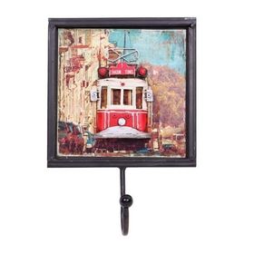 Huramarketing Dekoratif Metal Askı Tramvay Dekorlu Retro Askılık Vintage Hediyelik
