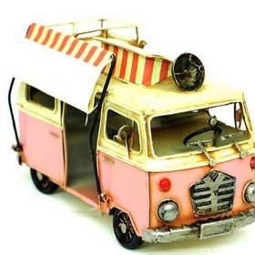 Huramarketing Dekoratif Metal Minibüs Çerçeveli ve Tenteli Vintage Hediyelik
