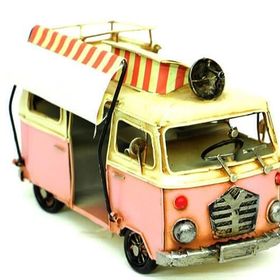 Huramarketing Dekoratif Metal Minibüs Çerçeveli ve Tenteli Vintage Hediyelik