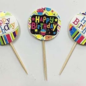 Huramarketing Happy Birthday Yazılı 20 Adet Rengarenk Parti Kürdan Süsü
