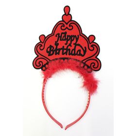 Huramarketing Happy Birthday Yazılı Neon Kırmızı Renk Doğum Günü Tacı