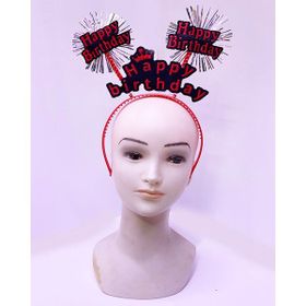Huramarketing Happy Birthday Yazılı Püsküllü 22x19 cm Neon Kırmızı Renk Doğum Günü Tacı