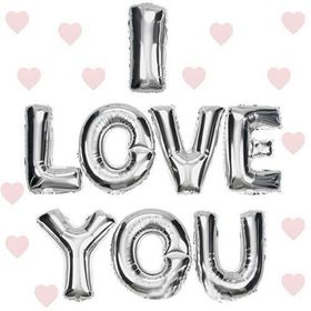 Huramarketing I Love You Gümüş Renk 35 cm Folyo Balon