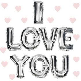 Huramarketing I Love You Gümüş Renk 35 cm Folyo Balon