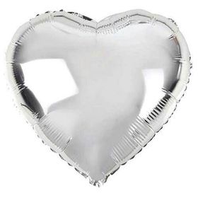 Huramarketing Kalp Şekilli Gümüş Renk 45 cm 10 Adet Toptan Folyo Balon