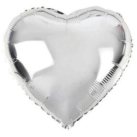 Huramarketing Kalp Şekilli Gümüş Renk 45 cm 10 Adet Toptan Folyo Balon