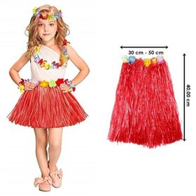 Huramarketing Kırmızı Renk 40 cm Hawaii Hula Eteği