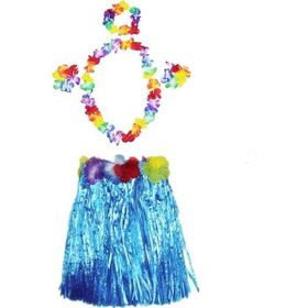 Huramarketing Luau Aloha Mavi Havaii Partisi Etek Taç ve Bileklik Seti