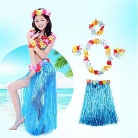 Huramarketing Luau Aloha Mavi Havaii Partisi Etek Taç ve Bileklik Seti