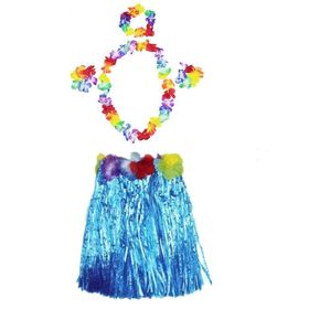 Huramarketing Luau Aloha Mavi Havaii Partisi Etek Taç ve Bileklik Seti