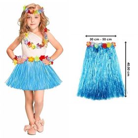 Huramarketing Mavi Renk 40 cm Hawaii Hula Eteği