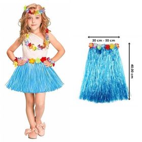 Huramarketing Mavi Renk 40 cm Hawaii Hula Eteği