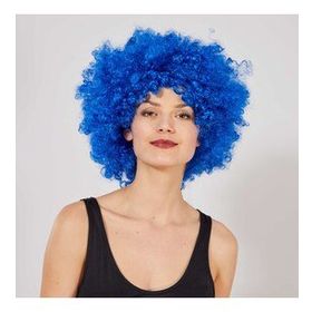 Huramarketing Mavi Renk Kıvırcık Afro Bonus Peruk