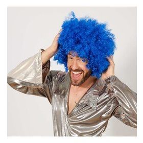 Huramarketing Mavi Renk Kıvırcık Afro Bonus Peruk