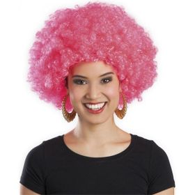 Huramarketing Pembe Renk Kıvırcık Afro Bonus Peruk