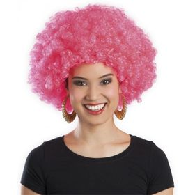 Huramarketing Pembe Renk Kıvırcık Afro Bonus Peruk