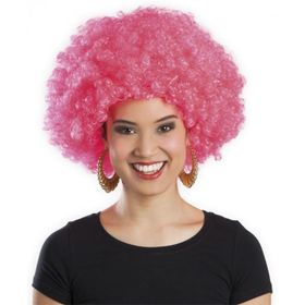 Huramarketing Pembe Renk Kıvırcık Afro Bonus Peruk
