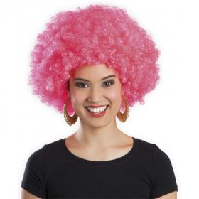 Huramarketing Pembe Renk Kıvırcık Afro Bonus Peruk