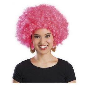 Huramarketing Pembe Renk Kıvırcık Afro Bonus Peruk