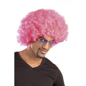 Huramarketing Pembe Renk Kıvırcık Afro Bonus Peruk