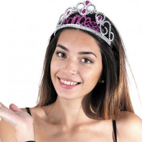 Huramarketing Prenses Yazılı 60 cm Gümüş Renk Parti Tacı