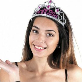 Huramarketing Prenses Yazılı 60 cm Gümüş Renk Parti Tacı