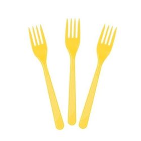 Huramarketing Sarı Renk 25 Adet Lüks Plastik Çatal
