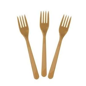 Huramarketing Sarı Renk 25 Adet Lüks Plastik Çatal
