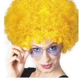 Huramarketing Sarı Renk Kıvırcık Afro Bonus Peruk