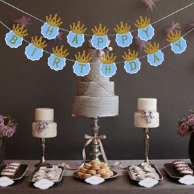 Huramarketing Simli 3 m Mavi Renk Happy Birthday Flama Dekor