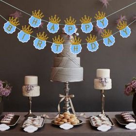 Huramarketing Simli 3 m Mavi Renk Happy Birthday Flama Dekor