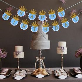 Huramarketing Simli 3 m Mavi Renk Happy Birthday Flama Dekor