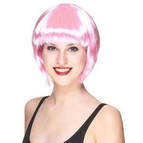 Huramarketing Soft Pembe Renk Küt Saç Parti Peruğu