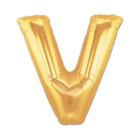 Huramarketing V Harf Altın Renk 40 inç Folyo Balon
