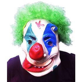 Huramarketing Yeşil Renk Afro Bonus Peruklu Palyaço Lateks Et Maske