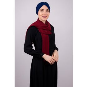 Hürrem Bone 1204E_02 Lacivert Petekli Büzgülü Pratik Hazır Geçmeli Tesettür Bone