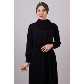 Hürrem Bone 1204E_09 Haki Petekli Büzgülü Pratik Hazır Geçmeli Tesettür Bone