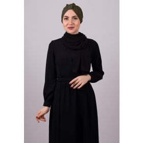 Hürrem Bone 1204E_09 Haki Petekli Büzgülü Pratik Hazır Geçmeli Tesettür Bone
