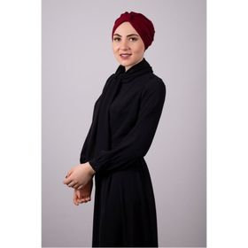 Hürrem Bone 1204E_16 Bordo Petekli Büzgülü Pratik Hazır Geçmeli Tesettür Bone