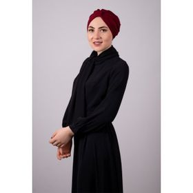 Hürrem Bone 1204E_16 Bordo Petekli Büzgülü Pratik Hazır Geçmeli Tesettür Bone