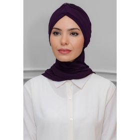 Hürrem Bone 1208A_07 Mürdüm Sandy Kumaş Taçlı Büzgülü Şifon Atkılı Pratik Hazır Geçmeli Tesettür Bone